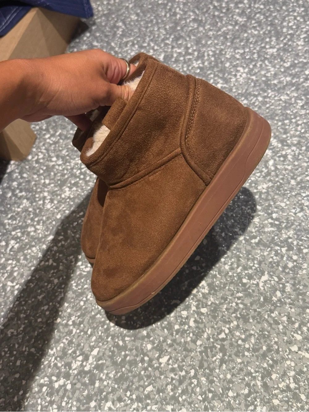 Zara Kids Brown Suede Fleece-Lined Ankle Boots